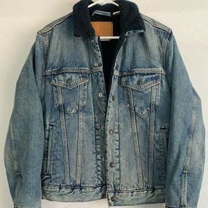 Navy Sherpa Levi Denim Jacket